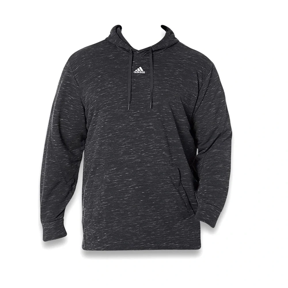 Adidas Melange Hoodie - NWT Mens Size Medium Heather Black - #44075-H2